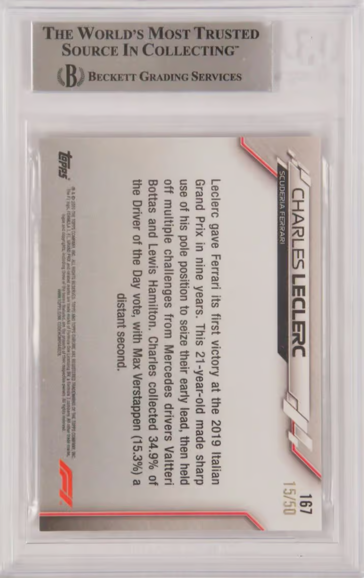 Charles Leclerc Signed 2020 Topps Chrome F1 Gold Wave /50 – BGS Authentic